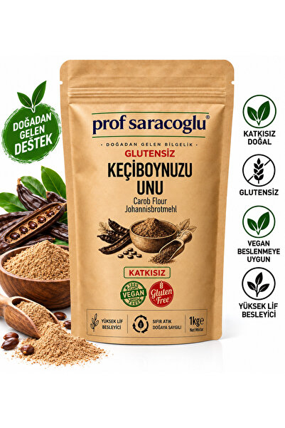 prof saracoğlu Glutensiz Keçiboynuzu Unu 1 kg - Vegan - Katkısız - Yüksek Lif