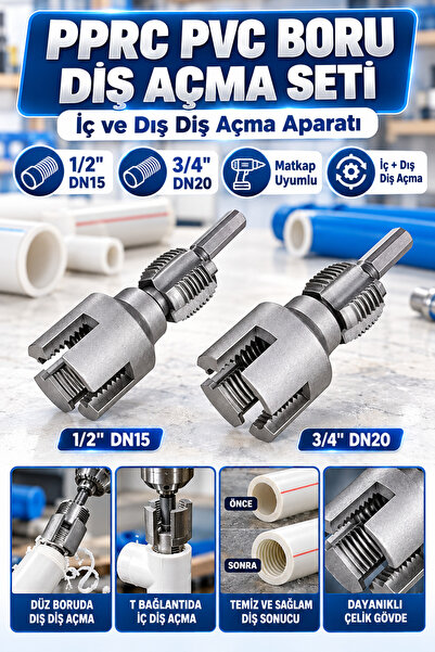 Depolife PPRC Plastik Pvc Boru Tamir Onarımı Montaj için 2 Parça Diş Açma Paf...