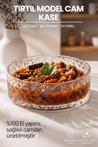 GİNZAMAİSON Tırtıl Model Cam Servis Kasesi 19 cm Dekoratif Salata, Meze ve Ta...
