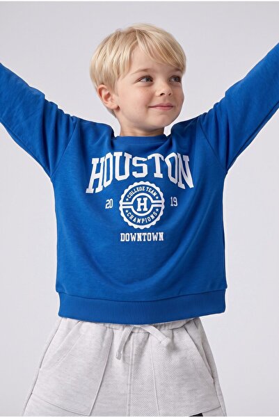 DeFacto Crew Neck Printed Soft Fleece Inside Sweatshirt for Baby Boy E9238A525Au