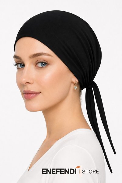 NF ND ENEFENDİ Silicone Flat Bonnet |   Non-Slip Hijab Inner Bonnet - Seamless Black Comfortable and Stylish Use