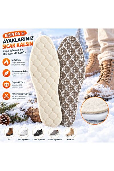 ipekbazaar Hakiki Yün Keçe Termal Tabanlık Alüminyum Folyo Yalıtımlı Kışlık A...