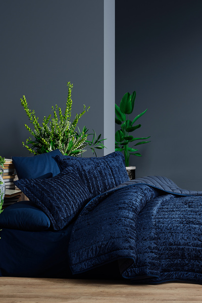 Elart Velvet Comfort Uyku Seti 3 Parça Çift Kişilik Kadife Lacivert