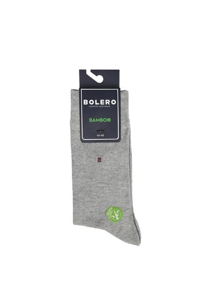 Bolero Men's Premium Stitch-Free Striped Square Bamboo Socks Gray