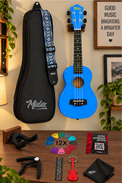 Midex Ukx-233bl Mavi Concert Ukulele (ASKI ÇANTA METOD PENA)