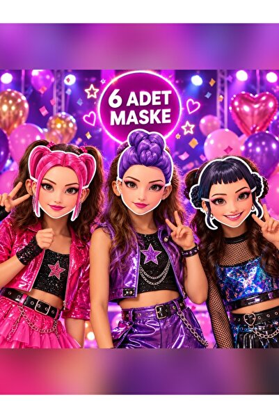 parti show K-POP HUNTR/X 6'LI KAĞIT MASKE