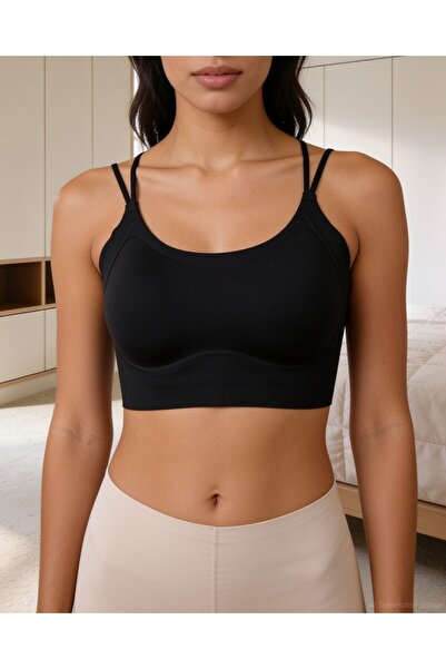 Bolero Laser Cut Seamless Cross Strap Ghost Bra Black
