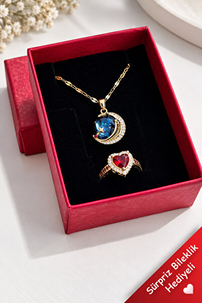TREND COLLECTİON Kadın Paslanmaz Çelik Gold Zirkon Taşlı Gökyüzü Kolye ve Pan...