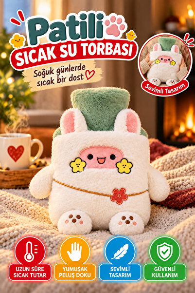 TOYFEST White Rabbit Plush Hot Water Bag with Paw – Menstrual & Abdominal Rel...