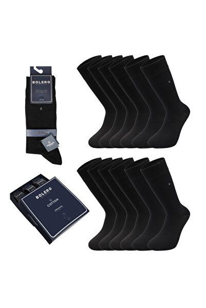 Bolero Men's Premium Seamless 12-Pack Cotton Socks Square Black