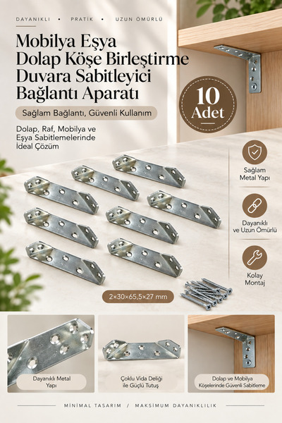 Şen Ticaret Mobilya Eşya Dolap Köşe Birleştirme Duvara Sabitleyici Bağlantı A...
