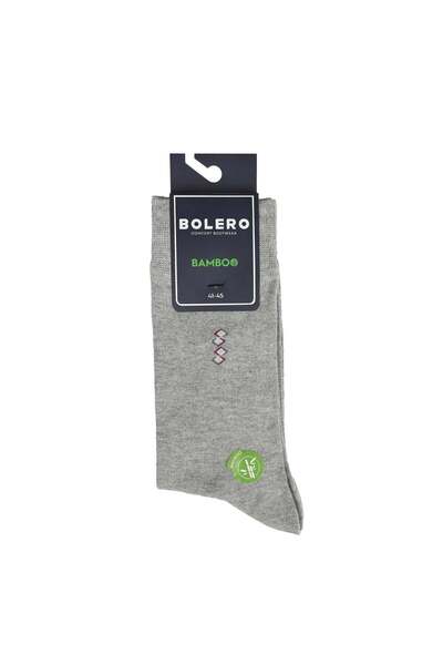 Bolero Men's Premium Seamless Bamboo Socks Gray Bottom Alta Square Pattern