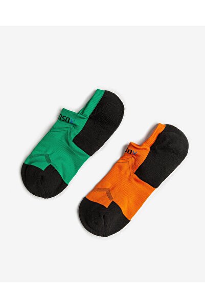 Bolero Men's Invisible 2-Piece Sports Socks Orange Green