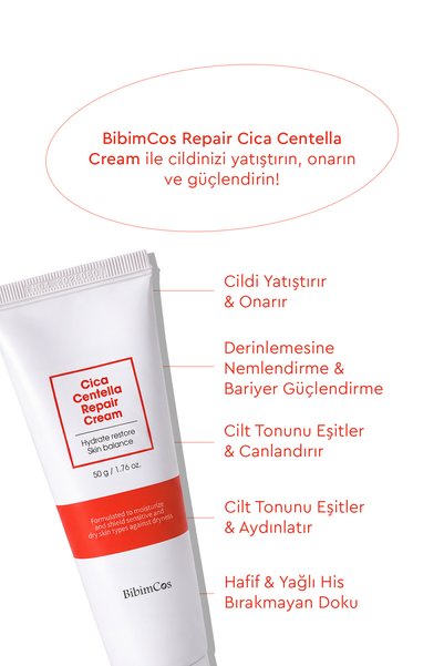Bibimcos Cica Centella Repair Cream 50Gr - Skin Repairing & Calming Care Cream