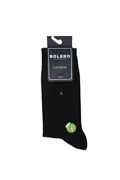 Bolero Men's Premium Stitch-Free Striped Square Bamboo Socks Black