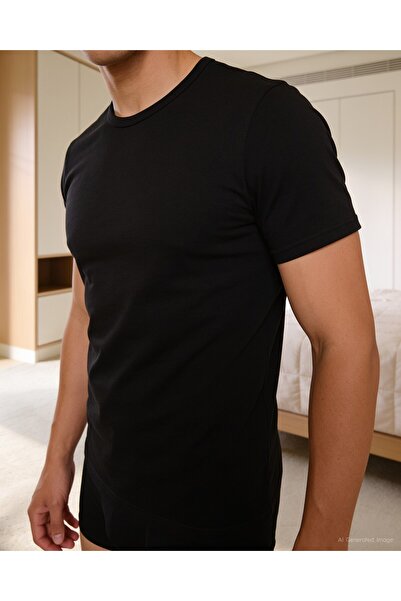 Bolero Men's Combed Cotton Undershirt Cotton T-Shirt Black