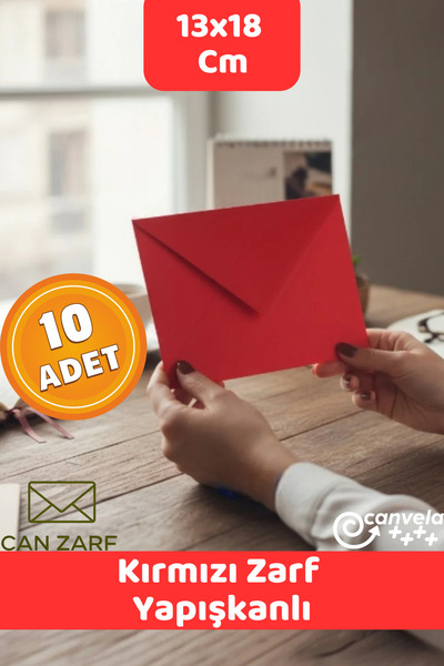 İstisna 10 Adet Kırmızı Zarf Seti (13x18cm) Mektup Kartpostal Davetiye Zarfı