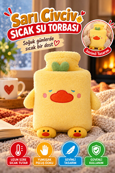 TOYFEST Yellow Duck Plush Hot Water Bag – Menstrual & Abdominal Pain Relief, ...