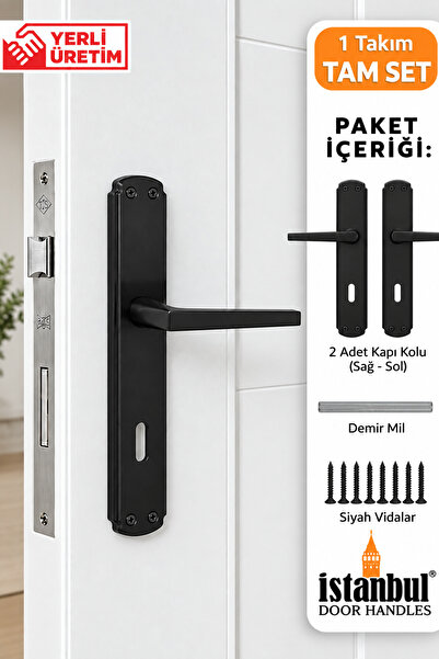 İSTANBUL DOOR HANDLES Tokyo Mat Siyah Aynalı Oda Kapı Kolu | 1 Takım