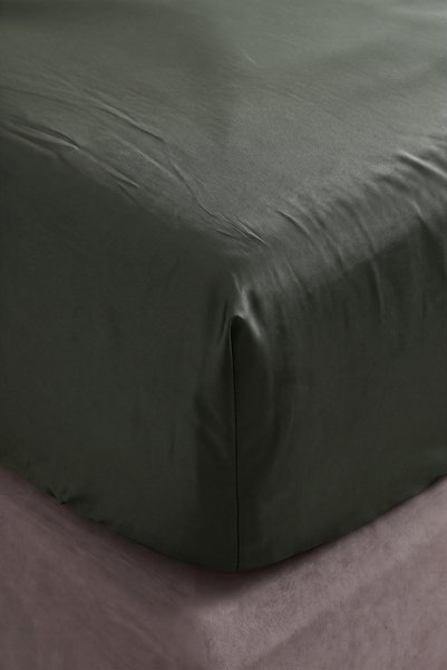 Alisy Home 100% Cotton Khaki Green Satin Duvet Cover Set Double – Luxury Fabric, Soft Textured Bedding Set