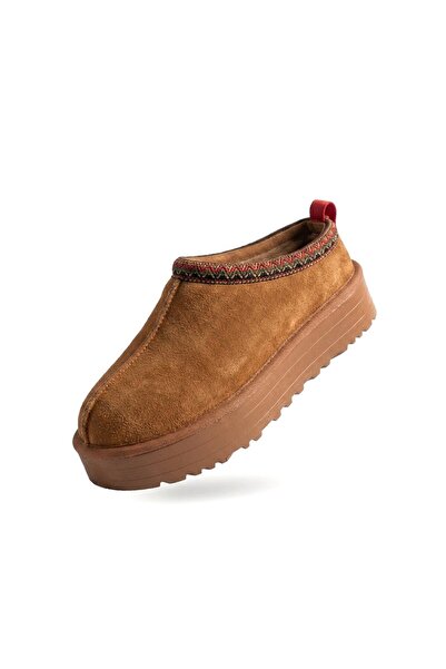 Zerenyus Zri̇n-2888 Premium Ug Style Tan Suede Fur Lined Winter Closed Toe Wo...