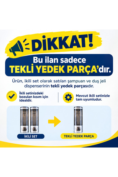 İDEXAL Şampuan Duş Jeli Dispenseri Tekli YEDEK PARÇA Parça 300 ML İkili Set Uyumlu