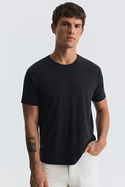 Antioch Siyah Regular Fit Modal Teknik Kumaş Erkek T-Shirt