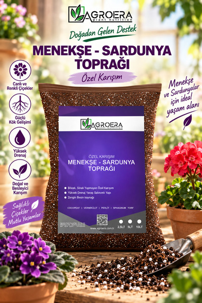 AGROERA Menekşe Ve Sardunya Toprağı Özel Karışım Afrika Menekşe Ve Sardunya T...