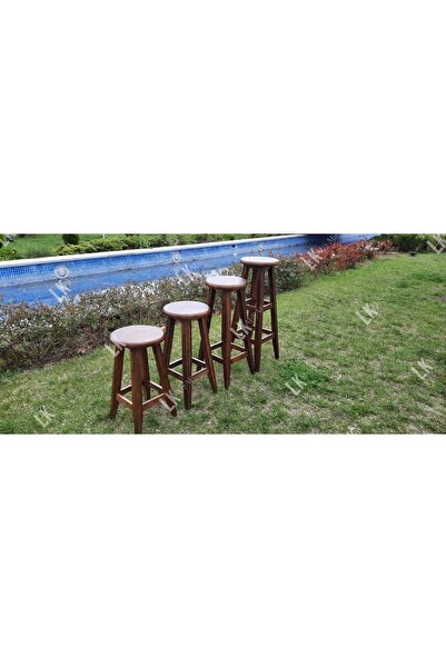 LkAhşap 1ad. Ahşap Bar Taburesi Ceviz Renk 70cm Yükseklik