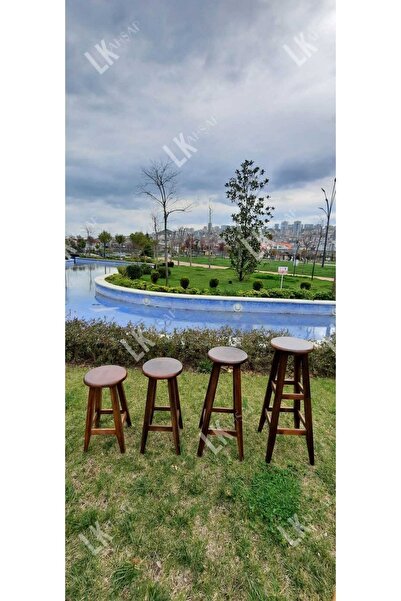 LkAhşap 1ad. Ahşap Bar Taburesi Ceviz Renk 80cm Yükseklik