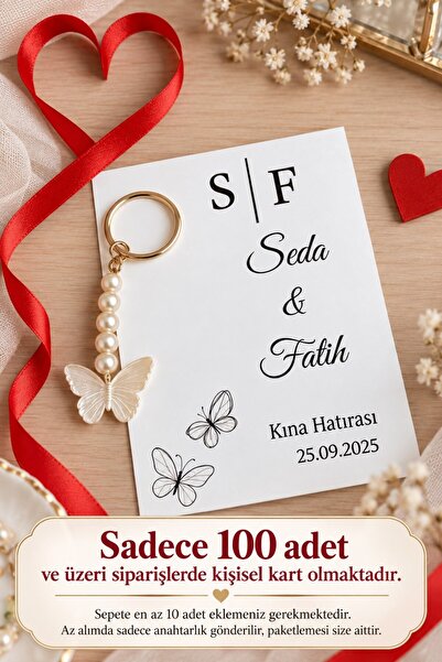 Emtory Home Kişisel 10 Adet Kelebek Anahtarlık - Kına Hediyesi - Nikah Hediye...