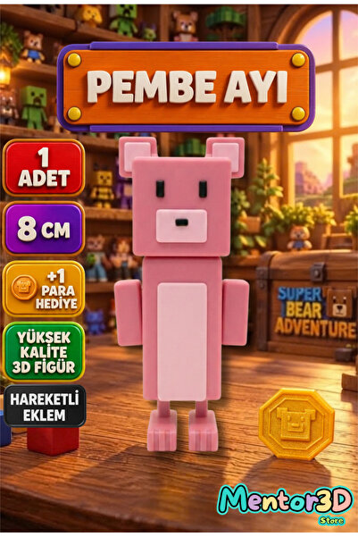 Mentor 3D Store Super Bear Adventure Baaren Pembe Ayı ve Shicka Seti Süper Ay...