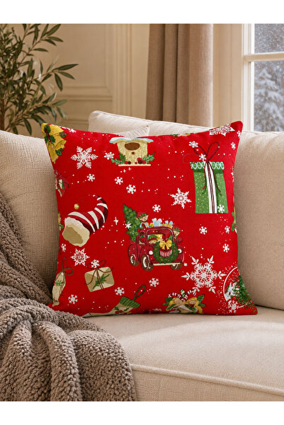 Decamor home New Year Themed Red Throw Pillow Cover New Year's Eve