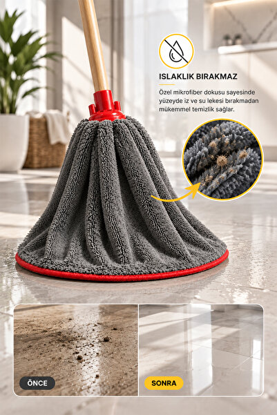 Fine Clean Gri Mega Boy Lüks Kalite Mikrofiber Paspas Mop Ucu ( 1 Adet Sopasız )