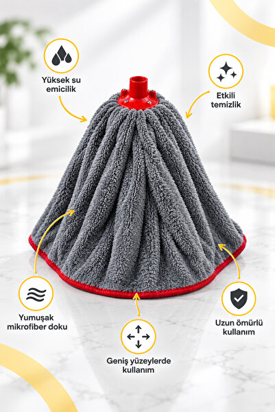 Fine Clean Gri Mega Boy Lüks Kalite Mikrofiber Paspas Mop Ucu ( 1 Adet Sopasız )