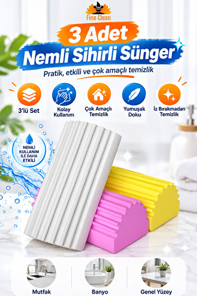 Fine Clean 3 (Pieces) Moist Magic Sponge Water Absorbent and Kitchen Cleaning...
