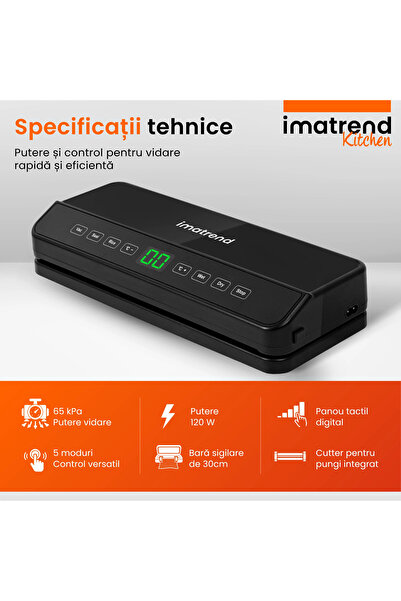 IMA TREND Aparat de vidare – 120W, 65kPa, 30cm, Include furtun, tăietor, pungi și rolă