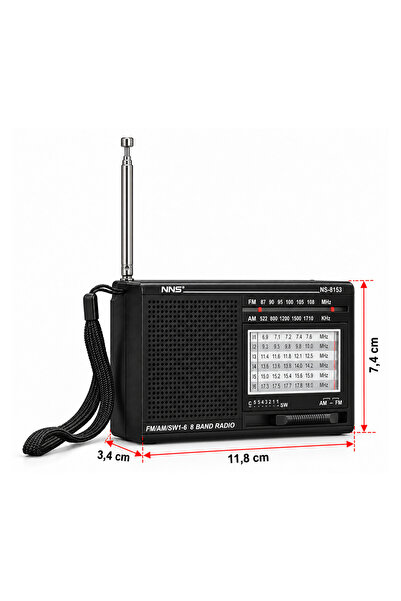 ULTRATEKNO NS-8153 Taşınabilir Pilli Cep Radyosu Deprem Çantası Radyosu Am Fm SW-1-6 8 Bandlı Mini Radyo