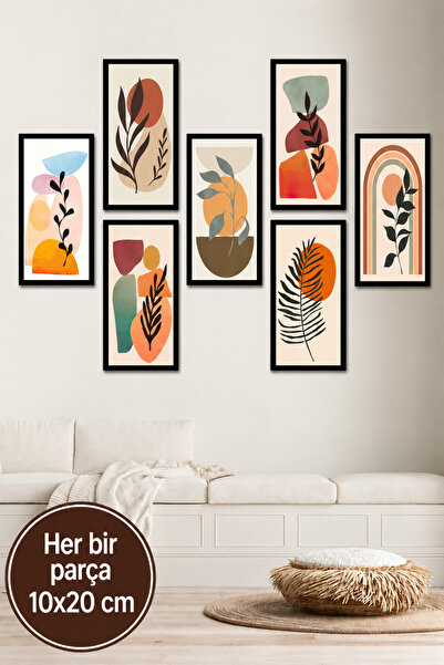 NT Handmade 7 Parça Bohem Yapraklar Duvar Dekoru - Salon Oturma Yatak Odası M...