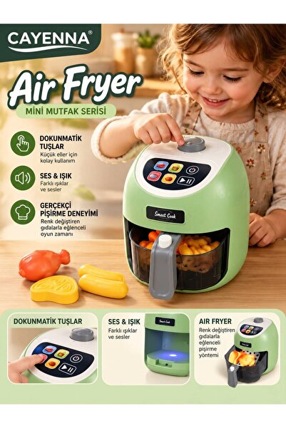 cayenna Dokunmatik Air Fryer Fritöz Set Gıdalar Renk Değiştirir.