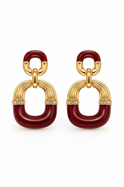 stravis Stone Embroidered Enamel Earrings