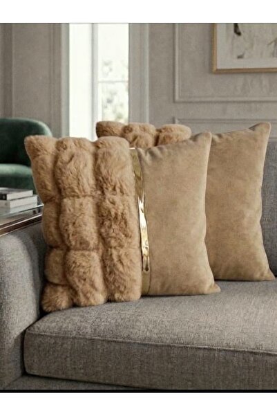DAHABELLA LUXE HOME Lüks 2'li Kadife ve Yumuşak Peluş Kırlent Kılıfı Seti, Al...