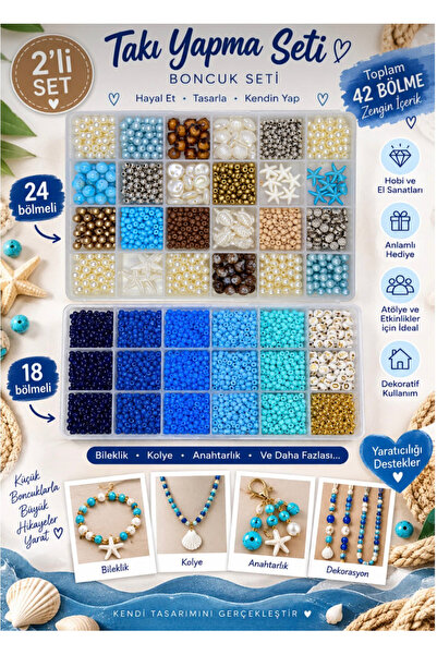 By MO Accessories 2'li Kutuda Yaz Sezonu Doğal Taş Deniz Yıldızı Deniz Kabuğu...