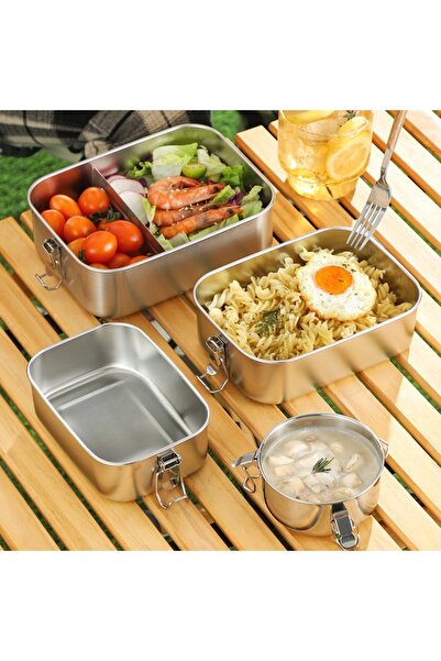 Choice1 850ml stainless steel Stainless Steel Square Lunch Box Sealed Insulat...