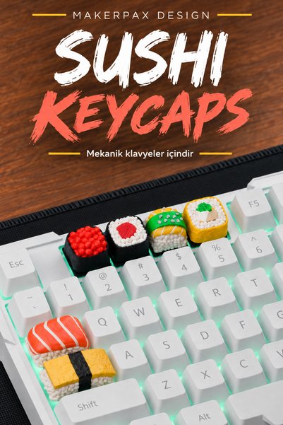 Makerpax Sushi Keycaps 6'lı Set - Cherry MX Uyumlu Mekanik Klavye Tuş Takımı
