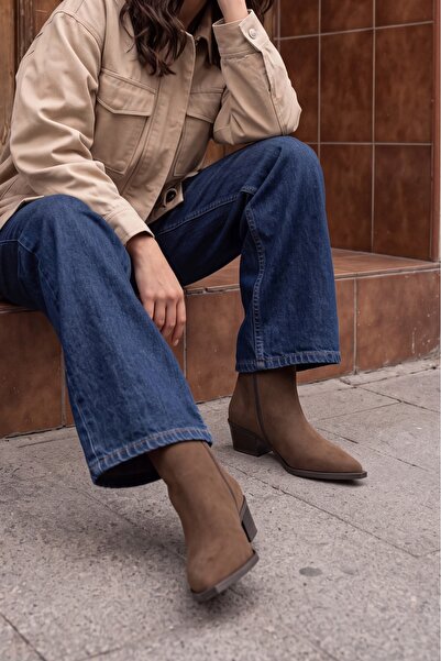 Marjin Women's Pointed Toe Cowboy Thick Heel Western Boots Tahis Light Brown ...