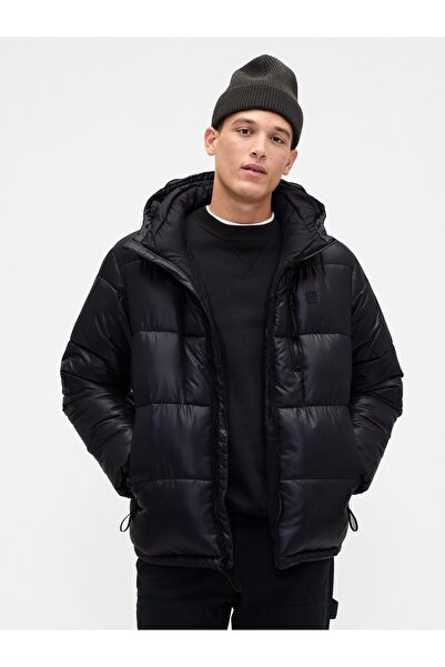 GAP Erkek Siyah Geri Dönüştürülmüş Heavyweight Şişme Puffer Ceket