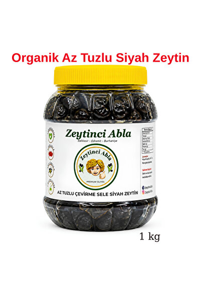Siyah Zeytin Doğal Çevirme Yağlı Sele Tuzsuz - Az Tuzlu (Yeni Sezon) 1 kg