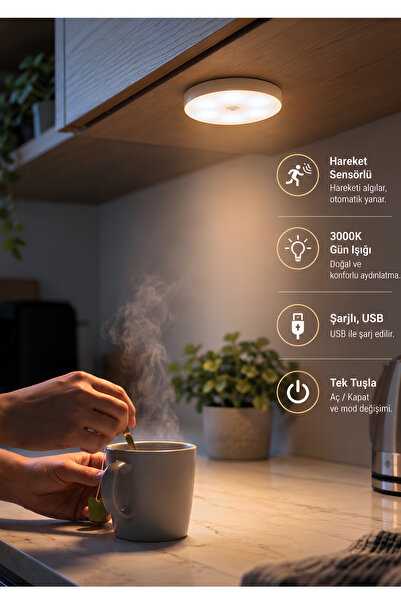 HOMİNG Homing Hareket Sensörlü Işık Mıknatıslı Dolap İçi Led Spot  241953
