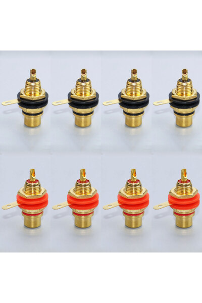 Choice12 موصلات RCA أنثى مطلية بالذهب، أسود 4 أحمر 4، JCD 2-8 قطع، موصل RCA أ...